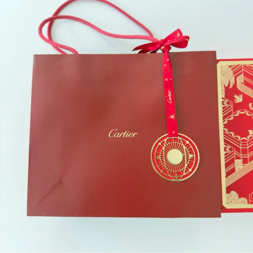 New Cartier Red Shopping Gift Bag Tote Red Clothes Handles and Red box